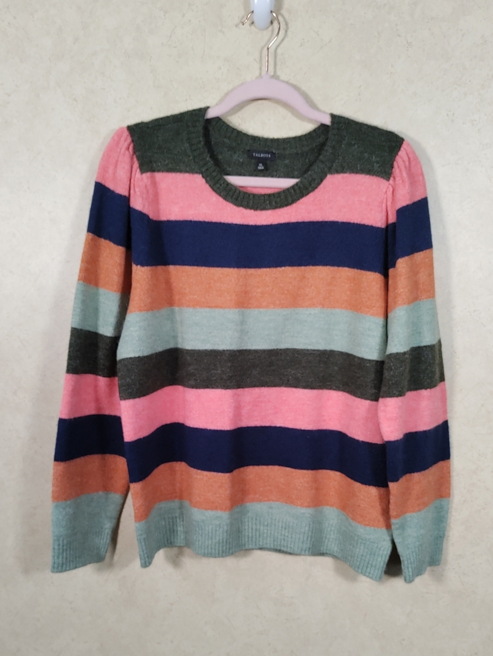 I133 Talbots Multicolor Striped Crewneck Sweater XL NEW